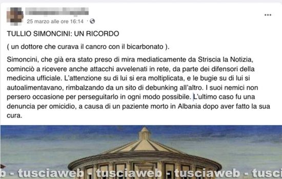 Su Facebook i commenti di chi piange la morte di Tullio Simoncini
