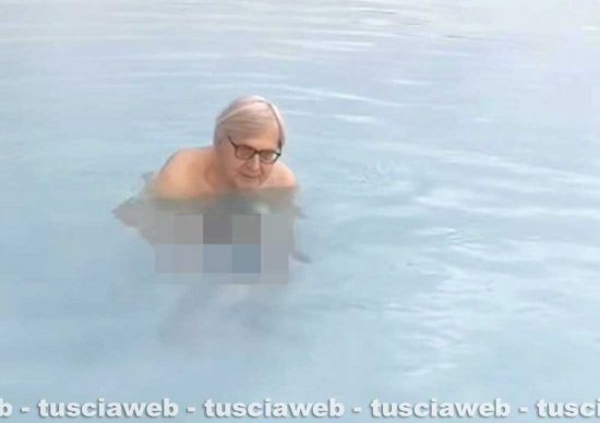 Viterbo - Vittorio Sgarbi alle terme della Tuscia
