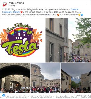 Post Facebook della pro loco su San Pellegrino in festa