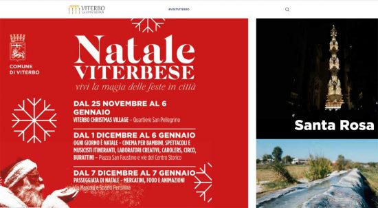 L'homepage del sito Visit Viterbo 