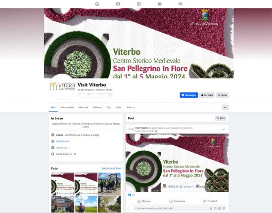 La pagina Facebook di Visit Viterbo