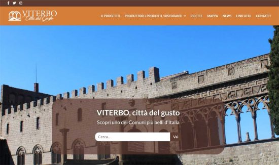 La homepage del sito Viterbo città del gusto 