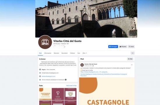 La pagina Facebook del sito Viterbo città del gusto - L'ultimo post a febbraio 2023