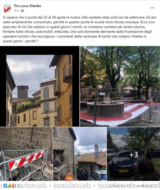 Il post della pro loco sul centro storico nei giorni del ponte del 25 aprile