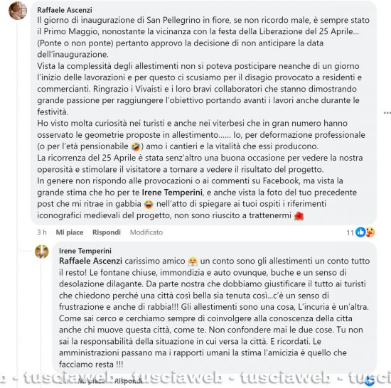Botta e risposta su Facebook tra la pro loco di Viterbo e l'architetto Raffaele Ascenzi