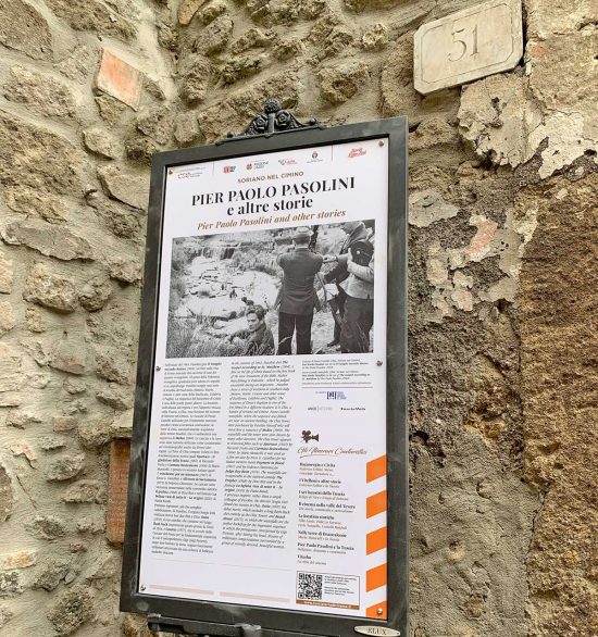 Soriano nel Cimino - Uno dei trenta pannelli sui luoghi del cinema della Tuscia - Frazione di Chia