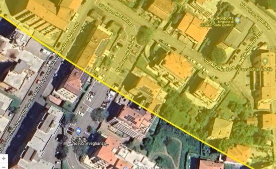 Viterbo - Una delle strade parzialmente coinvolte nella zona rossa