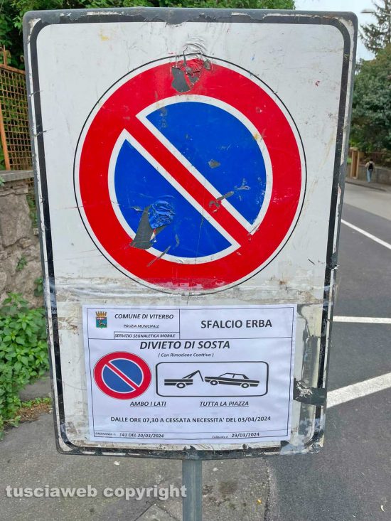 Viterbo - Divieto di sosta su slargo tra via Pasubio e via Vicenza
