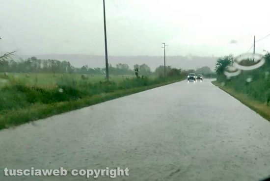 Strada Tarquiniese allagata in direzione Tuscania
