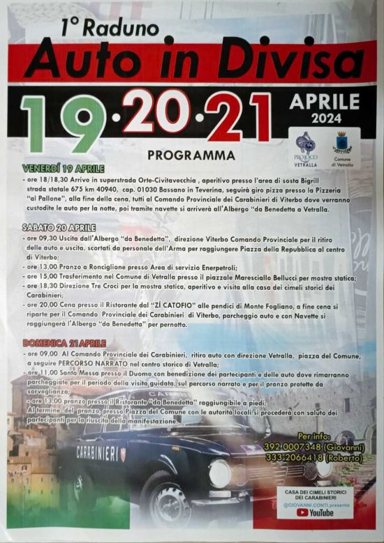 Il programma dell'evento "Auto in divisa"
