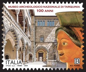 Francobollo dedicato al Museo archeologico nazionale di Tarquinia