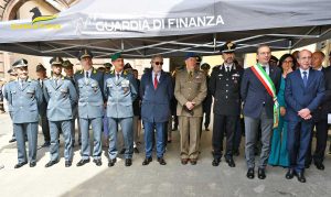 Bolsena - Corpus domini - Quadro floreale con l'immagine di San Matteo - Cerimonia d'inaugurazione