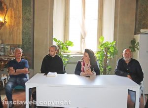 Viterbo - Conferenza di presentazione Festa Madonna Liberatrice - Da sinistra Massimo Mecarini, padre Giuseppe Cacciotti, Chiara Frontini, Marco Mandola
