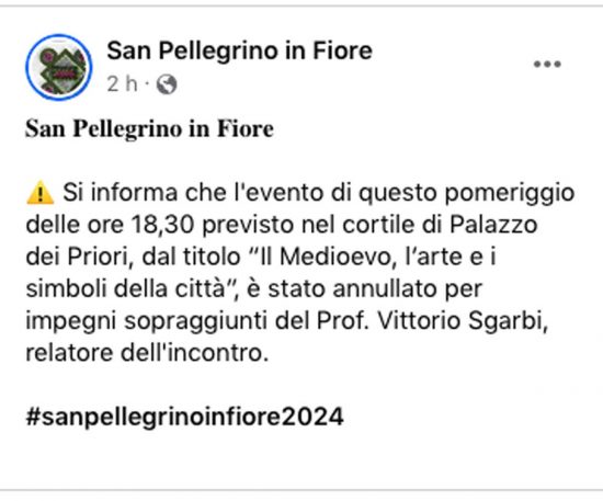 L'iniziativa di Sgarbi annullata