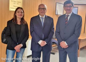 Tribunale - Il presidente della corte di appello di Roma, Giuseppe Meliadò, con la pm Chiara Capezzuto e il presidente Francesco Oddi