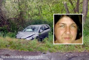 Viterbo - L'incidente in strada Ombrone - Nel riquadro Luisella Pallozzi
