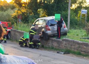 Corchiano - Incidente sulla Sp San Luca - Sul posto i carabinieri e i vigili del fuoco