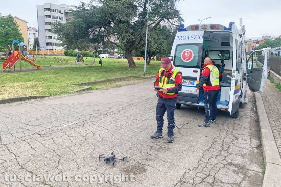 Viterbo - La protezione civile mette in azione un drone