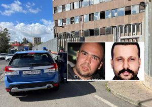 Mafia turca - Gli arrestati in questura - Nei riquadri Giorgio Meschini e Baris Boyun