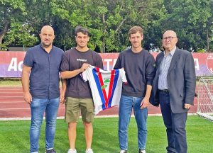 Serpieri e Cerroni con i dirigenti del Santa Marinella