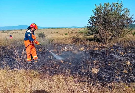 Monte Romano - Incendio di sterpaglie al poligono