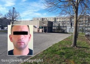 Viterbo - L'ingresso del carcere Nicandro Izzo (nel riquadro Saverio Faccilongo)