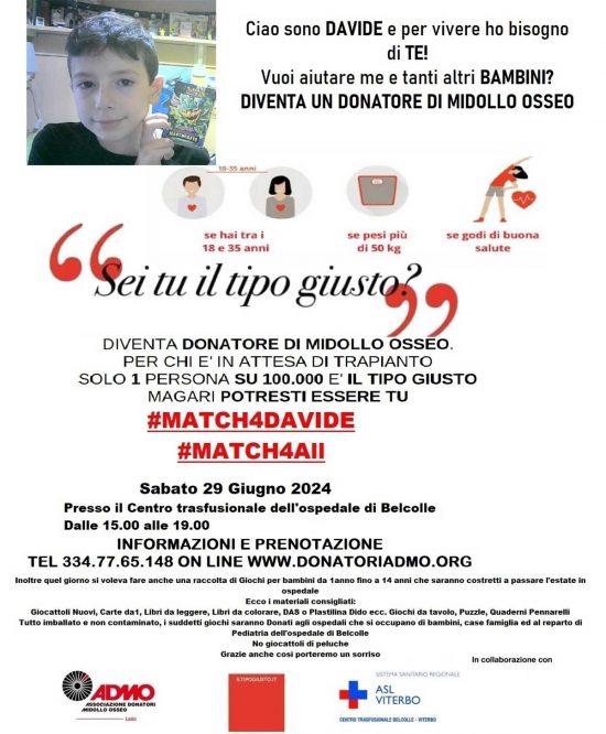 L'iniziava dell'Admo per Davide Bentivoglio