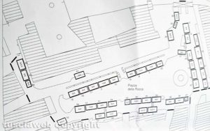 Viterbo - Il mercato del sabato di piazza della Rocca - La disposizione dei banchi degli ambulanti