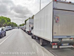 Civitavecchia - I furgoni parcheggiati a viale Garibaldi