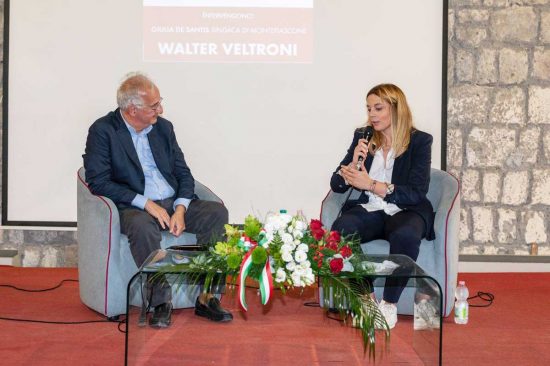 Montefiascone - Evento per ricordare Enrico Berlinguer - Da sinistra Walter Veltroni e la sindaca Giulia De Santis