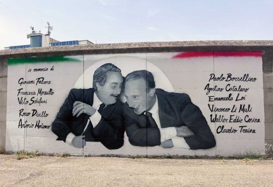 Viterbo - Falcone e Borsellino - Il murale al Riello sistemato