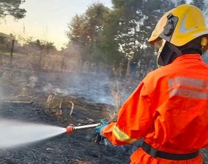 Incendio di sterpaglie - In azione i volontari Aeopc Protezione civile di Corchiano