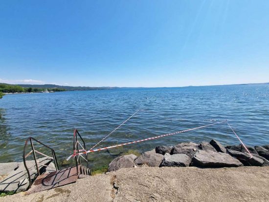 Lago di Bolsena - L'area delimitata dopo il ritrovamento dell'ordigno bellico