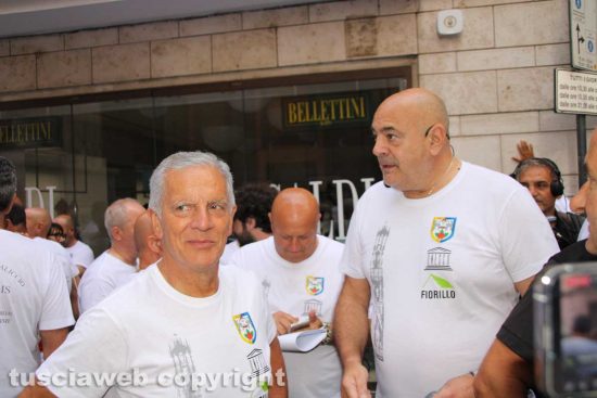 Viterbo - Macchina di Santa Rosa - Dies Natalis la prova per le vie della città - Il capofacchino Sandro Rossi e Massimo Mercarini