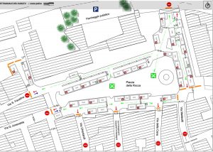 Viterbo - Mercato a piazza della Rocca - La planimetria
