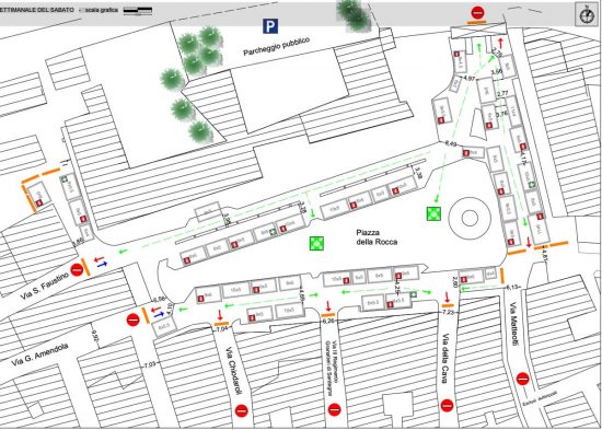 Viterbo - Mercato a piazza della Rocca - La planimetria