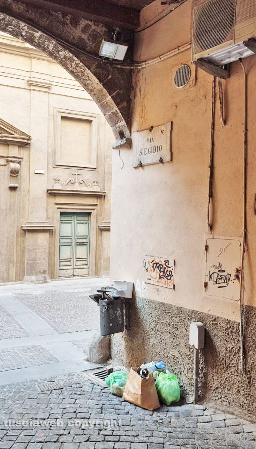 Viterbo - Escrementi di cani e piccioni in Via Sant'Egidio