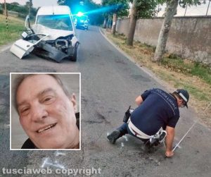 Viterbo - Incidente mortale in strada Terme - Nel riquadro Mario Morucci
