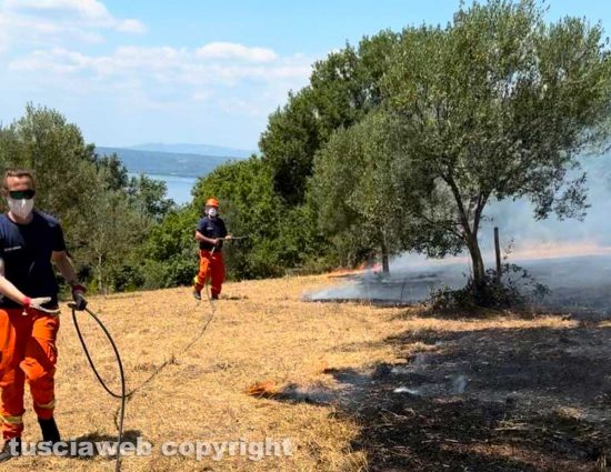 Bolsena - Incendio in località Montienzo - Vigili del fuoco e protezione civile