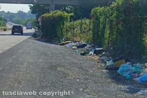 Immondizia lungo la superstrada nel tratto Orte-Viterbo