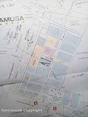 Viterbo - Santa Rosa - La cartina delle sedute per assistere al trasporto