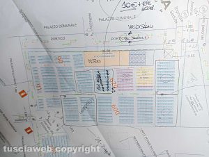 Viterbo - Santa Rosa - La cartina delle sedute per assistere al trasporto