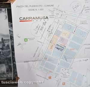 Viterbo - Santa Rosa - La cartina delle sedute per assistere al trasporto