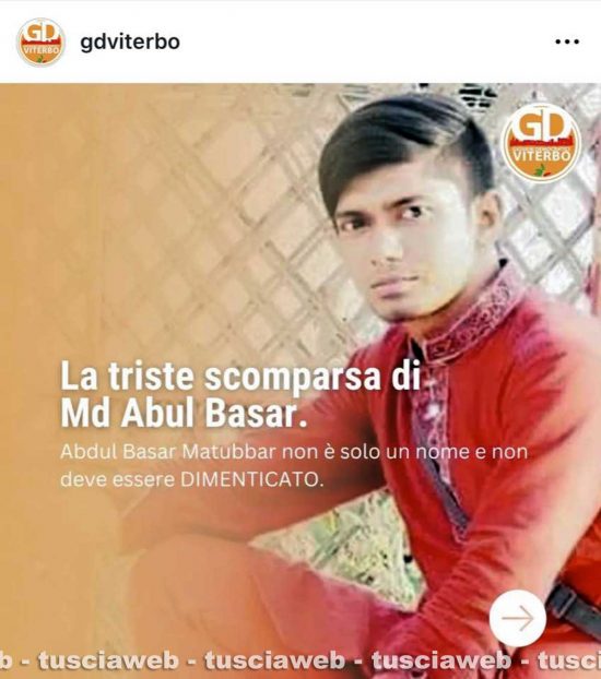 Viterbo - Il post dei Giovani democratici dedicato a Matubbar