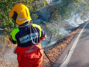 Tarquinia - Bosco in fiamme lungo l'Aurelia bis