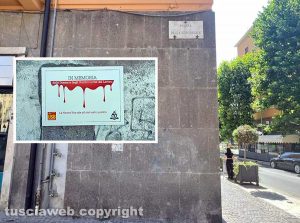 Viterbo - Piazza della Repubblica - Nel riquadro la targa scomparsa dell'Usb