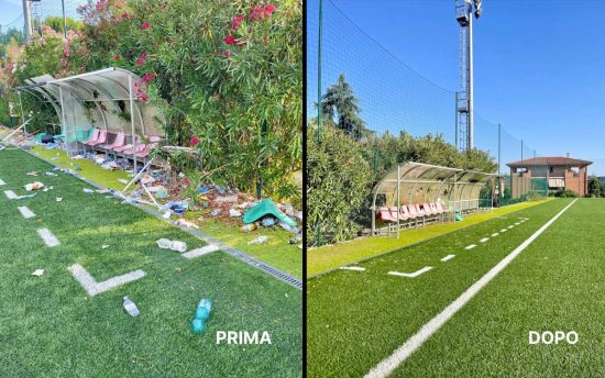 Il campo del Pilastro ripulito dalla Fc Viterbo 