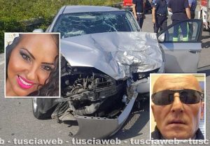 Civita Castellana - Mortale sulla Nepesina - Nei riquadri: Ana Leticia De Barros Trajano e Fabrizio Rompietti
