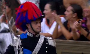 Palio di Siena - Il comandante del drappello dei carabinieri a cavallo Giuseppe Spada