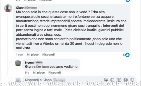 I commenti dei cittadini sotto al post della sindaca Chiara Frontini